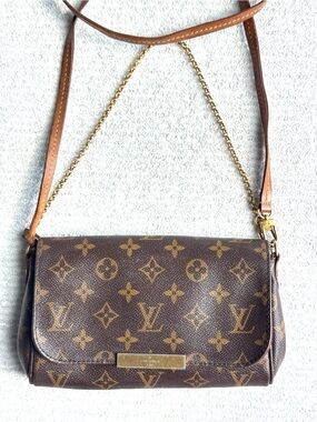 Louis Vuitton Brown Monogram Crossbody with Gold Chain Accent